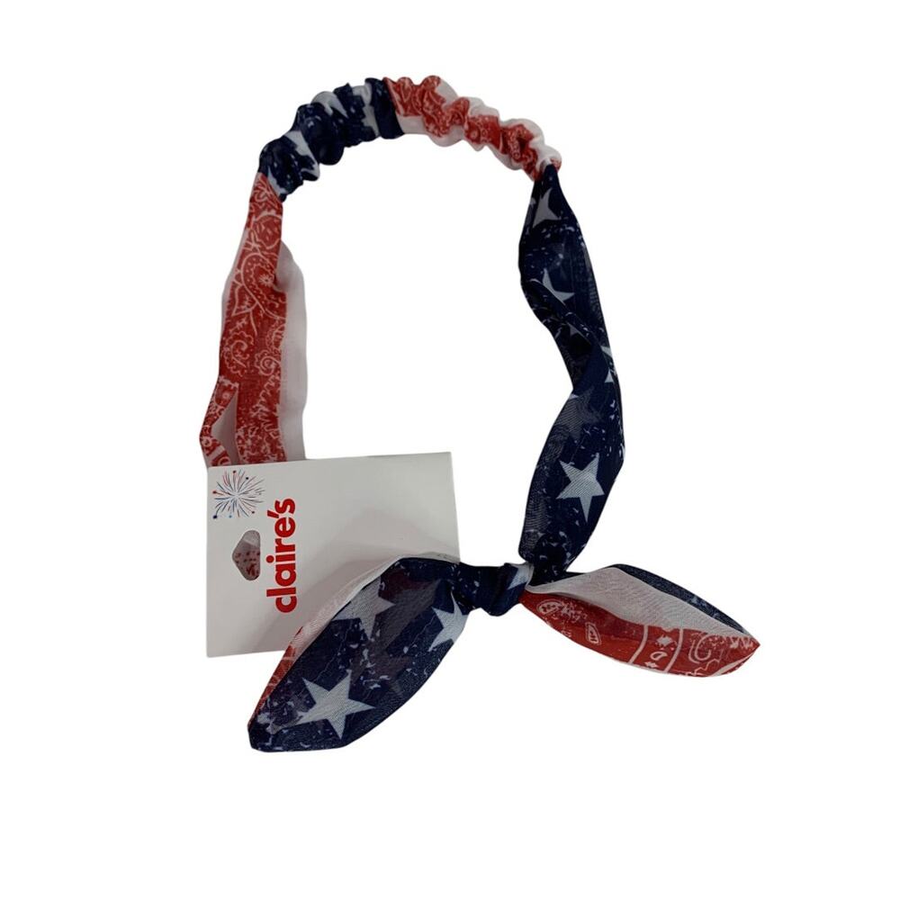 Claires New Hair Fabric Headband Patriotic Stars Stripes USA